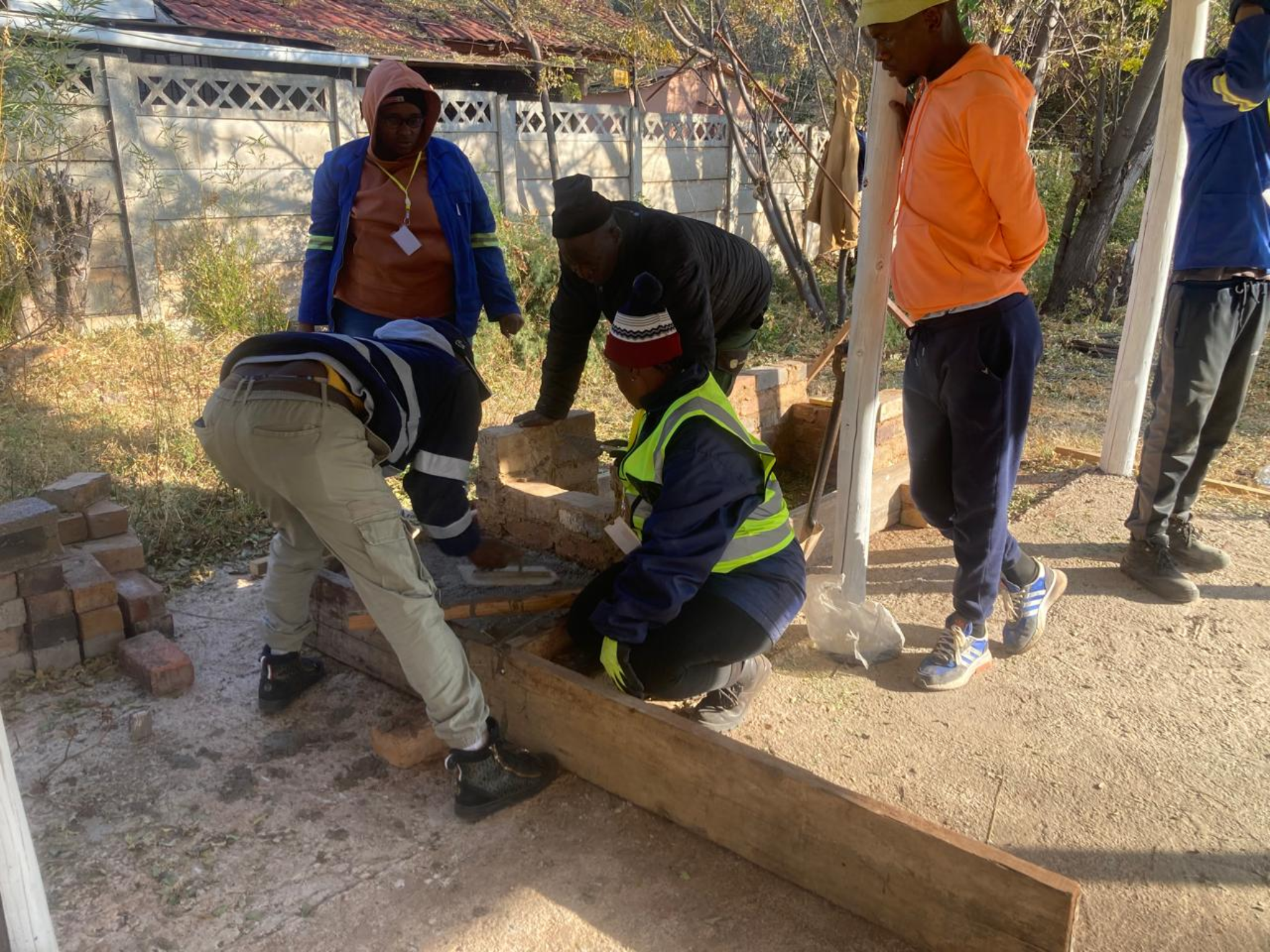 Civil construction learners completing practical artisan training South Africa